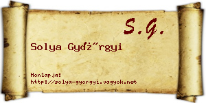 Solya Györgyi névjegykártya